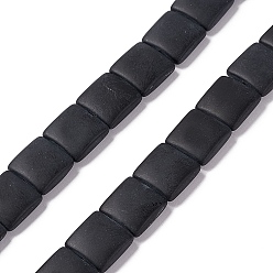 Черный Прозрачные бусины из матового стекла, квадратный, чёрные, 12x12x4.5 мм, отверстие : 1 мм, около 50 шт / нитка, 23.23''~24.02'' (59~61 см)