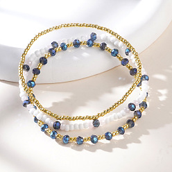 (52) Непрозрачная лаванда 3шт. набор из стеклянных бусин для браслета, составные браслеты для женщин, ronelle, разноцветные, внутренний диаметр: 6-7/8 дюйм (17.5 см)