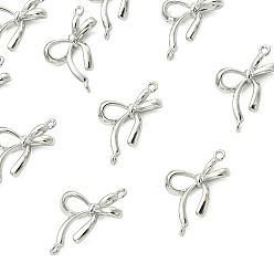 Platino Real Plateado Dijes conectores de latón Shegrace, enlaces bowknot, sin cadmio, plomo, níquel, Platino verdadero plateado, 16x8.5x3 mm, agujero: 1 mm