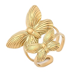 Настоящее золото 18K 304 открытые манжеты из нержавеющей стали для женщин, реальный 18 k позолоченный, лоток : 27x24 мм, регулируемый