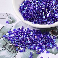 (HTL177) Transparent Cobalt AB MIYUKI Half TILA Beads, Japanese Seed Beads, 2 Hole, (HTL177) Transparent Cobalt AB, 5x2.3x1.9mm, Hole: 0.8mm, about 12500pcs/500g