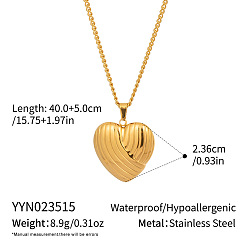 Настоящее золото 18K Милый дизайн 304 Подвеска в виде сердца из нержавеющей стали, реальный 18 k позолоченный, 15.75 дюйм (40 см)