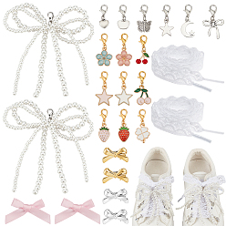 (52) Непрозрачная лаванда Подвески для обуви из смолы и сплава, заколки для волос из пластиковой кожи аллигатора, железные броши и наборы шнурков из полиэфирного шнура, Сплав с застежками когтя омара, разнообразные, платиной и золотом, разноцветные, 22~31 мм