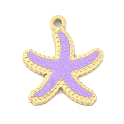 Морская звезда Ионное покрытие (ip) 304 брелоки из нержавеющей стали, эмалевые подвески на тему морских животных, реальный 14 k позолоченный, морская звезда, 11.5x9.5x0.8 мм, отверстие : 0.8 мм