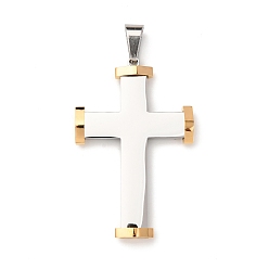 Золотой & Цвет Нержавеющей Стали 304 подвески из нержавеющей стали, крестик, вакуумное покрытие pvd, золотые и нержавеющая сталь цвет, 47x30x5 мм, отверстие : 8.5x4.5 мм