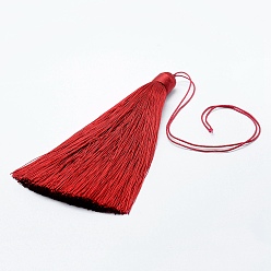 Red Nylon Tassel Big Pendants, Ice Silk Tassel, Red, 123x12mm