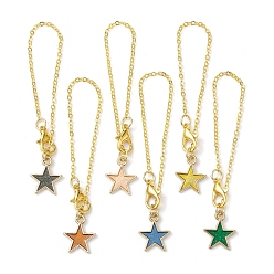 Couleur Mélangete Décorations pendantes en alliage émaillé, formes d'étoiles, couleur mixte, 69mm, 6 pièces / kit