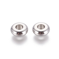 Нержавеющая Сталь Цвет Устойчивы к потускнению 304 разделительные бусины из нержавеющей стали, плоско-круглые, цвет нержавеющей стали, 8x3 мм, отверстие : 3.5 мм