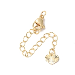 Light Gold Латунные концы стойки с цепочкой и застежками-карабами, долговечный, без свинца и без кадмия, сердце, золотой свет, 75 мм