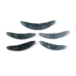 Бирманский Нефрит Натуральный бирманский нефрит в форме полумесяца, резной соединительный элемент., 36~47.5x7~8.5x5~6.5 мм, отверстие : 1.2~1.3 мм