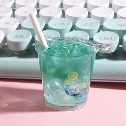 Средний Аквамарин Светящиеся прозрачные подвески для напитков из смолы, светящиеся в темноте подвески в ведерке для льда, средний аквамарин, 50x29 мм
