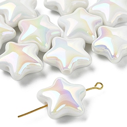 (7BDF) Прозрачный морозный бирюзовый 10 шт. УФ-покрытие пластиковых бусин, радужный, звезда, призрачный белый, 22x22 мм, отверстие : 2.8 мм