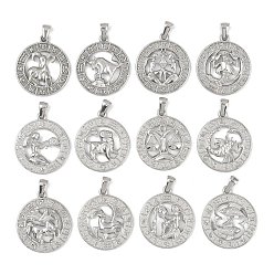 Нержавеющая Сталь Цвет 304 подвески из нержавеющей стали, плоские круглые с созвездием, анти-тускнение, цвет нержавеющей стали, 29x25.5x3.5 мм, отверстие : 4.5x3 мм