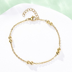 Золотой 304 женские браслеты-цепочки из нержавеющей стали., два круга, ионное покрытие (ip), золотые, 6-3/4 дюйм (17.2 см)