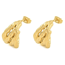 Золотой Вакуумное покрытие pvd 304 серьги-гвоздики из нержавеющей стали для женщин, U-образный, золотые, 19x12 мм