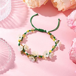 Цитрин Плетеные браслеты из искусственного цитрина для женщин, с акриловыми колпачками для бусин, внутренний диаметр: 2-1/8~3-1/4 дюйм (5.25~8.2 см)