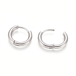 Stainless Steel Color 304 Stainless Steel Huggie Hoop Earrings, Hypoallergenic Earrings, with 316 Surgical Stainless Steel Pin, Stainless Steel Color, 10 Gauge, 16x2.5mm, Pin: 1mm, Inner Diameter: 10mm