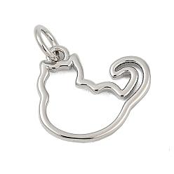 Платина Латунь прелести, форма кошки, с целью перехода в кольце, без кадмия и без свинца, стойки покрытие, долговечный, платина, 13x15x1.5 мм, отверстие : 3.6 мм