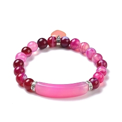 Средний Фиолетово-красный Браслеты из натурального агата, окрашенная и подогревом, сердце, средне фиолетовый красный, 2-1/4 дюйм (56 мм)