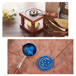 Coconut Brown Wax Seal Stamp Set, with Wood Wax Furnace and Wax Sticks Melting Spoon Tool, Coconut Brown, 65x65.5x51mm