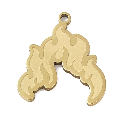 Golden 201 Stainless Steel Pendants, Fire Shape Charm, Golden, 23.5x20.5x1.5mm, Hole: 1mm