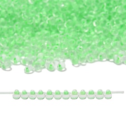 (DPF10) Mint Green Lined Crystal Миюки 3.4мм капельные бусины, японский бисер, внутри цветов, (dpf10) мятно-зеленый кристалл с подкладкой, 3.4x3 мм, отверстие : 0.65 мм, Около 180 шт / 10 г