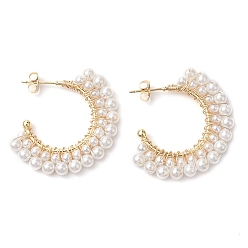 Light Gold Латунь серьги, груша в скорлупе, c-образный, золотой свет, 33x36 мм