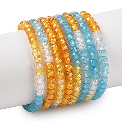 Разноцветный Прозрачный градиент цвета нити циркония, сегментированные разноцветные бусины, граненые, рондель, красочный, 3x2 мм, отверстие : 0.6 мм, о 200шт / цепи, 15.79'' (40.1 см)
