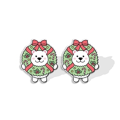 Светло-зеленый Серьги-гвоздики в виде медведя из акрила для женщин, светло-зеленый, 15 мм