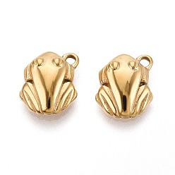 Настоящее золото 14K 304 прелести нержавеющей стали, очарование лягушки, реальный 14 k позолоченный, 13x10.5x4 мм, отверстие : 1.5 мм