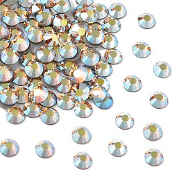 10020 200 Light Topaz AB Камни preciosa® crystal hotfix с плоской основой, чешский хрусталь, круглый(438 11 612 шатон роза вива 12 ®), 10020 200 светлый топаз ab, ss 16 (3.8~4 мм)