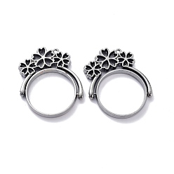 Gunmetal Alloy Open Back Bezel Pendants, Rotating Pendants, for DIY UV Resin, Epoxy Resin, Pressed Flower Jewelry, Flower, Gunmetal, 35x30x3.5mm, Hole: 1.4mm