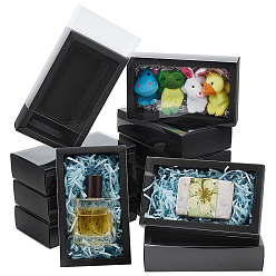 Черный Складные креативные ящики из крафт-бумаги с прозрачным покрытием из ПВХ, прямоугольные, чёрные, 17.2x10.1x4.2 см