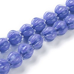 Синий Бусины лэмпворк , цветок, синие, 11x12 мм, отверстие : 2 мм, около 30 шт / нитка, 12.40 дюйм (31.5 см)