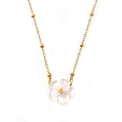 Золотой Ожерелья с подвесками из морских ракушек и цветов, с цепочками-сателлитами из нержавеющей стали для женщин, золотые, 15.75 дюйм (40 см)