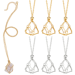 Платиновый & Золотой 6 шт. 2 цвета железный кабель цепь пустой макраме мешочек кулон слайдер ожерелье изготовление, для держателя камня, платиной и золотом, 23.74 дюйм (60.3 см), 1 шт / цвет