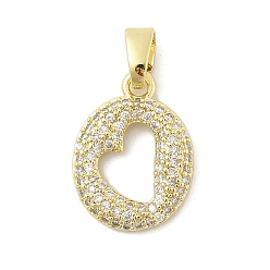 Letter O Латунные микро проложить кубического циркония подвески, буквы, реальный 18 k позолоченный, Письмо O, 19x14x2.5 мм, отверстие : 4.8x2.9 мм