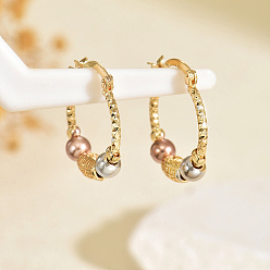 Column Латунные серьги обруча, реальный 18 k позолоченный, колонка, 20x25 мм