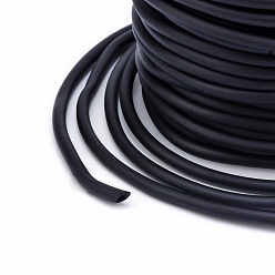 Black Hollow Pipe PVC Tubular Synthetic Rubber Cord, Wrapped Around White Plastic Spool, Black, 2mm, Hole: 1mm, about 54.68 yards(50m)/roll