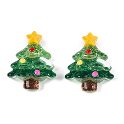 Рождественская елка Рождественская тема прозрачная эпоксидная смола декодирует кабошоны, с блеском порошок, рождественская елка, 31x24.5x10 мм