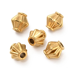 Настоящее золото 18K 304 из нержавеющей стали бусы, ромб, ионное покрытие (ip), реальный 18 k позолоченный, 6x5.5x5 мм, отверстие : 1.6 мм