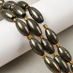 Пирит Природного пирита бисер нитей, с бисером, рис, 16x8 мм, отверстие : 1.2 мм, около 10 шт / нитка, 7.68'' (19.5 см)