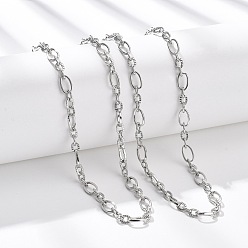 Нержавеющая Сталь Цвет 5.5мм 304 ожерелья из текстурированной овальной цепочки из нержавеющей стали, не тускнеет, цвет нержавеющей стали, 16.93 дюйм (43 см)