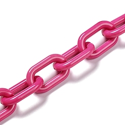 Kamelie Handgefertigte undurchsichtige Acrylkabelketten, für Schmuck machen, ungeschweißte, ellipsenförmige, Kamelie, Link: 27x16.5x4 mm, 39.37 Zoll (1 m)/Strang