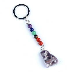 Аметист Аметист брелок, с кварцевым резонатором, аметист, ляпис, авантюрин, красный агат, красная яшма, Брод, 11 см