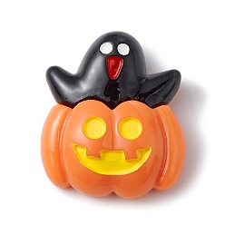 Тыква Кабошоны из непрозрачной смолы на Хэллоуин, темно-оранжевый, тыквенный узор, 26.5x22.5x8.8 мм