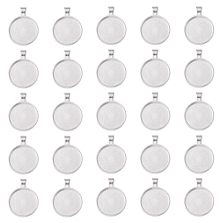 Серебро Сеттинги для кулона(кабошонов), сплав, чашки безель с краями, DIY фурнитура для ювелиных изделий, серебряные, лоток : 24.5 мм, 37x28x6.5 мм, отверстие : 6x4 мм