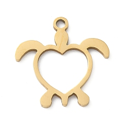 Настоящее золото 18K 201 подвески из нержавеющей стали, очарование морской черепахи, лазерная резка, ионное покрытие (ip), реальный 18 k позолоченный, 16x16x1 мм, отверстие : 1.4 мм