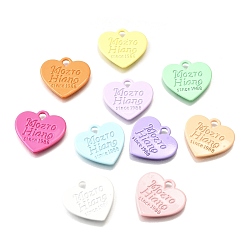 (52) Непрозрачная лаванда Акриловые подвески краскораспылительные, сердце со словом mozto hiano, так как 1988, разноцветные, 21x22x1.5 мм, отверстие : 3x3 мм