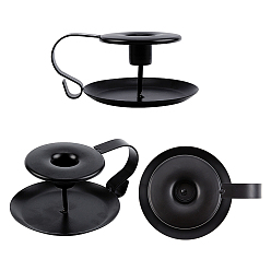 Gunmetal Iron Taper Candle Holder, for Home Candlelight Dinner Halloween Christmas Decoration, Gunmetal, 13.5x11.5x6cm